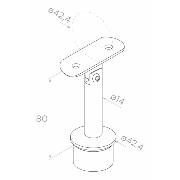 Koncový stĺpik ľavý fi 42,4x1230mm AISI304 bočné upevnenie satén 000-525 (4)