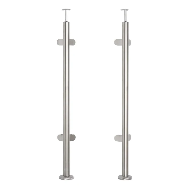 Rohový zábradlový stĺpik pre sklo fi 42,4x1060/1102,4mm 4 uchytenia brúsený 000-559 (1)