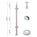Rohový zábradlový stĺpik pre sklo fi 42,4x1060/1102,4mm 4 uchytenia brúsený 000-559 (2)
