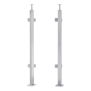 Rohový stĺpik na zábradlie 40x40x1060/1100mm 4 úchyty na sklo AISI 304