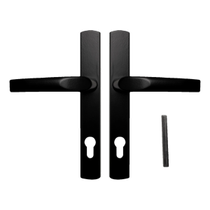 PSG – hliníková kľučka čierna so štítkom 234×32 mm, rozostup 72 mm