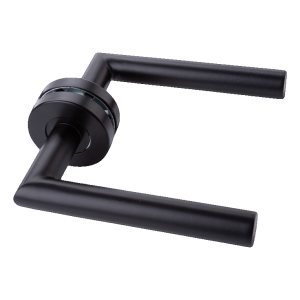 PSG Modena – kľučka dverová čierna rovná s oceľovým štítkom okrúhlym