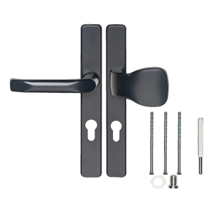 Dverová kľučka s guličkou a obdĺžnikovým štítkom 72 mm – antracit, hliník