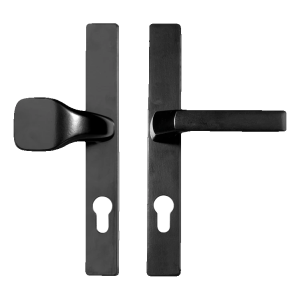 Dverový štítok s kľučkou a gombíkom 72 mm čierny – oceľový, práškovo lakovaný