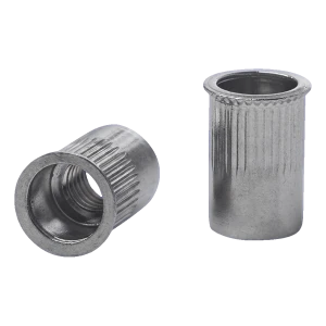 Nitová matica priechodná M10 A2 – kužeľový príruba redukovaný, ryhovaná, AISI 304