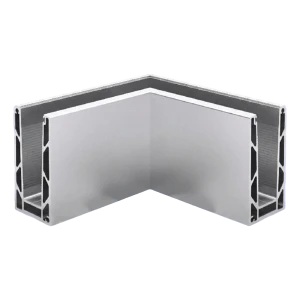 Kozza KE100 – rohový profil U vnútorný 90° pre celosklené zábradlia, upevnenie zhora