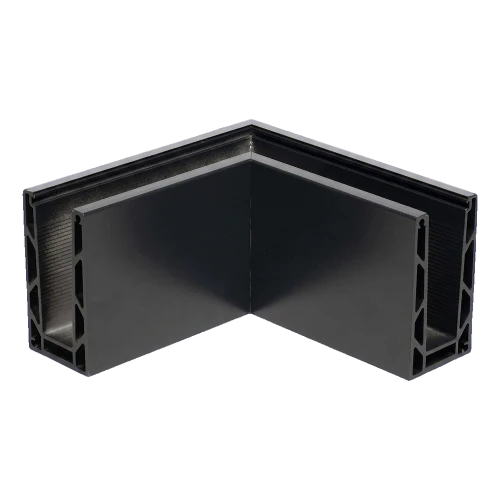 Kozza KE 100 – rohový profil U vonkajší 90° pre celosklenené zábradlia, tmavosivý RAL 7021 000-858 (1)