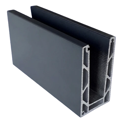 Kozza KE 100 – U profil pre celosklené zábradlia 5000 mm tmavošedý 000-862 (1)