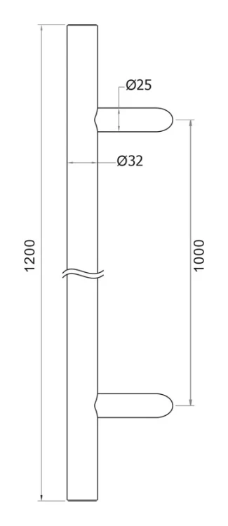 PSG dvere madlo jednostranné okrúhle čierne 32×1200 mm AISI 304 – upevnenie 45° 000-721 (5)