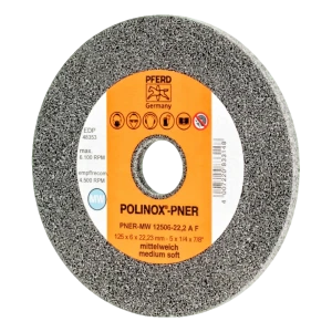 PFERD POLINOX-PNER kompaktný brúsny kotúč 125 × 6 mm pre uhlovú brúsku – stredne mäkký A F
