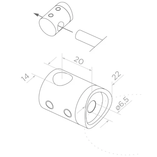 PSG priechodný držiak na zábradlie pre tyč fi 14 mm – rúra 42,4 mm AISI 304 satén 000-905 (2)