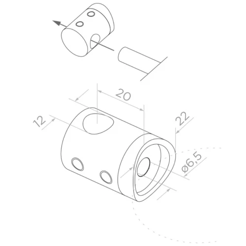 PSG priechodný držiak na tyč fi 12 mm – upevnenie na rúru 42,4 mm, AISI 304 lesk 000-901 (2)