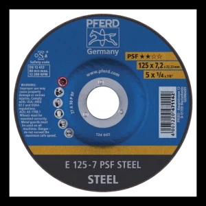 PFERD E 125-7 PSF STEEL – kotúč na brúsenie ocele 125 × 7,2 mm (balenie 10 ks)