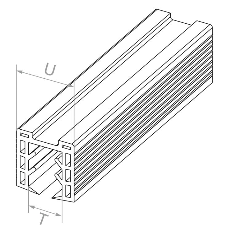 PSG Tesnenie pre nakladané uchytenie na sklo 20–21,5 mm – profil 24×24 mm, L=2500 mm 001-077 (2)