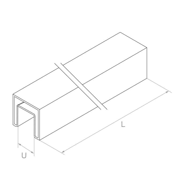 PSG Pochwyt nakládaný na sklo 40x40 mm AISI 304 satina – 2500 mm 001-082 (2)