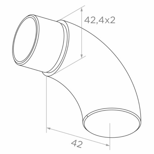 Koleno uzavreté zábradlové pre rúru 42,4 mm – nerezová oceľ AISI 304 satén 001-102 (2)
