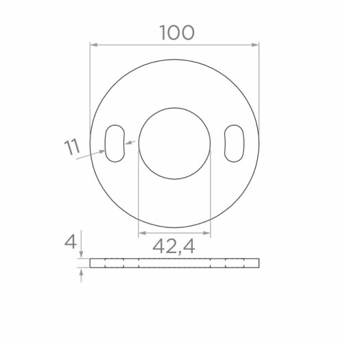 Základňa stĺpa zábradlia na zváraný spoj ⌀100 mm – nehrdzavejúca oceľ AISI 304, systém 42,4 001-186 (2)