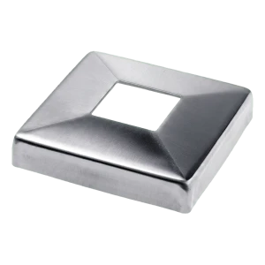 Zakrývacia rozeta na zábradlie štvorhranná 108×108 mm na profil 40×40 – nerezová oceľ, lesk