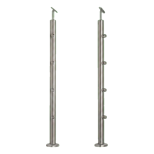 PSG Balustradový stĺpik stredný priechodný fi 42,4 mm AISI 304 – 4 držiaky, satén 001-204 (1)