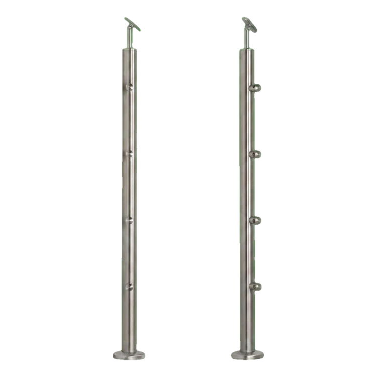 PSG Balustradový stĺpik stredný priechodný fi 42,4 mm AISI 304 – 4 držiaky, satén 001-204 (1)