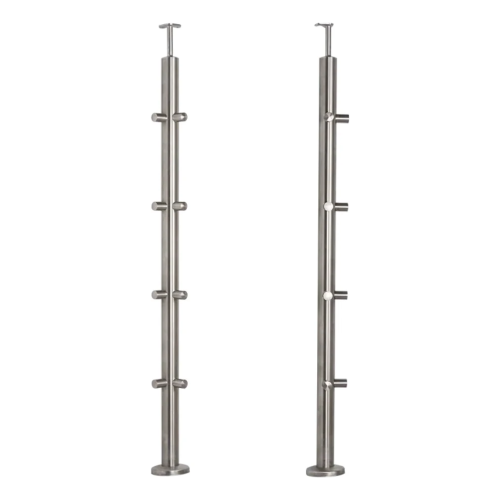 PSG rohový zábradlový stĺpik z ocele AISI 304 ø42,4 mm H1060 mm s držiakmi na rúrky ø12 mm 001-206 (1)