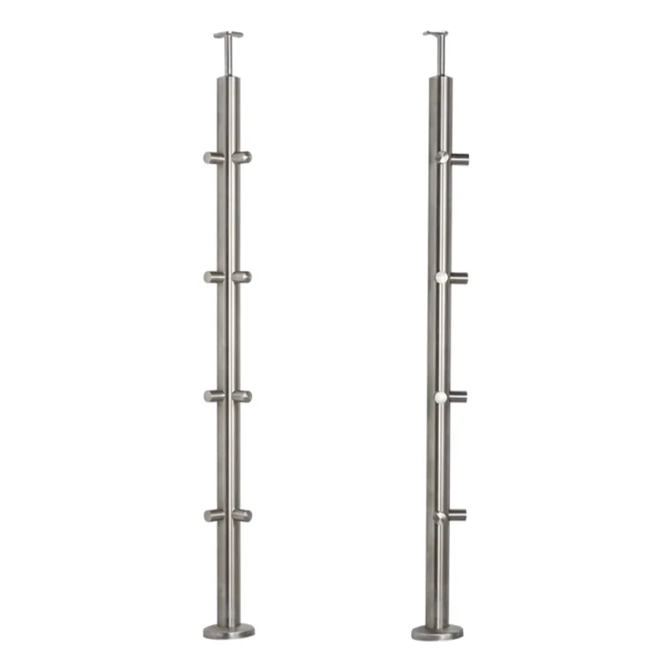 PSG rohový zábradlový stĺpik z ocele AISI 304 ø42,4 mm H1060 mm s držiakmi na rúrky ø12 mm 001-206 (1)