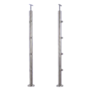 PSG stĺpik zábradlia priechodový Ø42,4 mm z nehrdzavejúcej ocele AISI 304 – 4 držiaky Ø12, montáž do podlahy