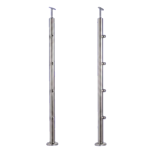 PSG stĺpik zábradlia priechodový Ø42,4 mm z nehrdzavejúcej ocele AISI 304 – 4 držiaky Ø12, montáž do podlahy 001-207 (1)