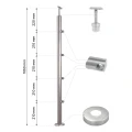 PSG stĺpik zábradlia priechodový Ø42,4 mm z nehrdzavejúcej ocele AISI 304 – 4 držiaky Ø12, montáž do podlahy 001-207 (2)