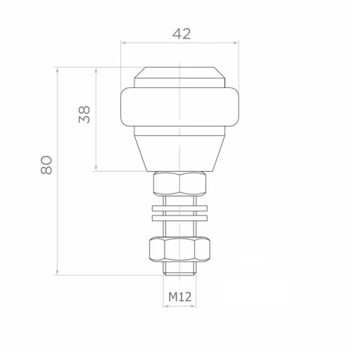 PSG vodiaca rolka gumovaná FI 42 mm pre posuvné brány – závit M12 001-282 (2)