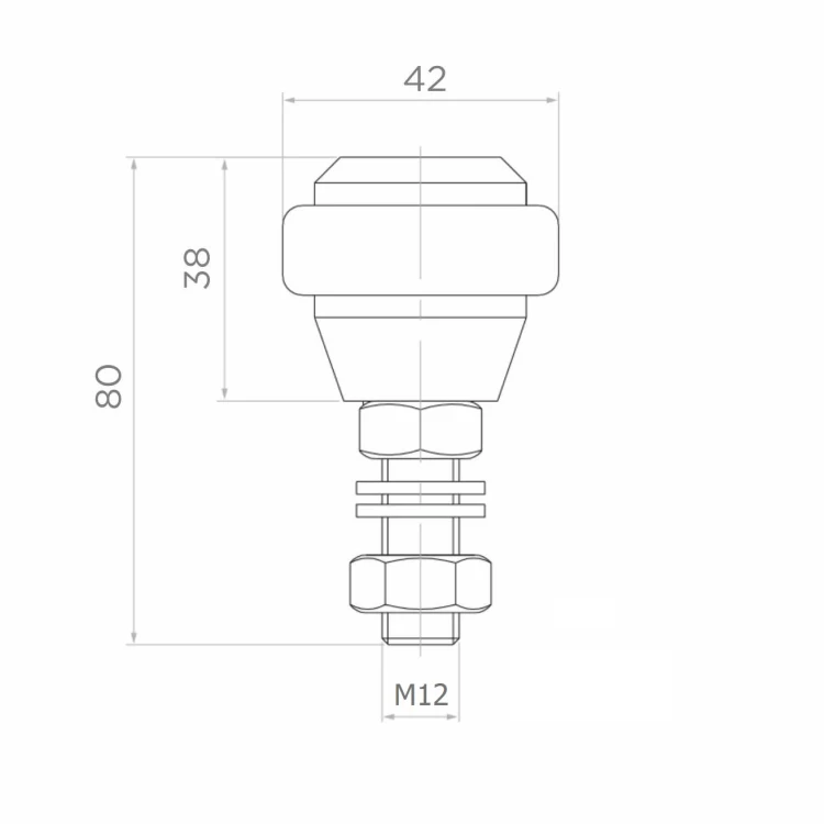 PSG vodiaca rolka gumovaná FI 42 mm pre posuvné brány – závit M12 001-282 (2)