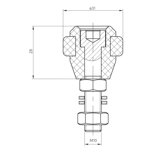 PSG vodiaca rolka gumovaná ø 31 mm pre posuvné brány s čapom M10 001-276 (2)