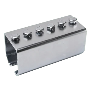 PSG spájka na koľajnice pre závesné brány 45×46 mm pozinkovaná so skrutkami